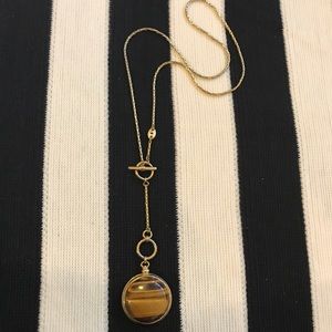 Fossil brand tiger eye stone pendant necklace